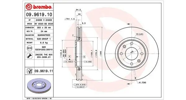 Bremsscheibe Vorderachse MAGNETI MARELLI 360406073800