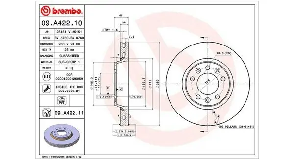 Bremsscheibe MAGNETI MARELLI 360406075600