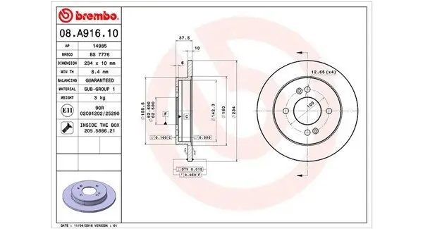 Bremsscheibe Hinterachse MAGNETI MARELLI 360406080400