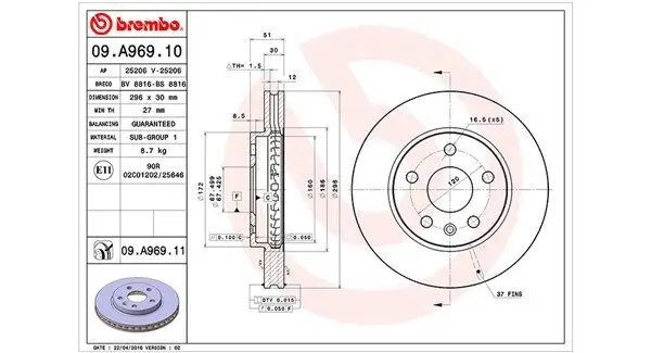 Bremsscheibe Vorderachse MAGNETI MARELLI 360406080700