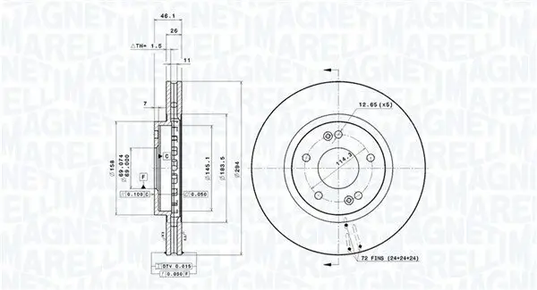 Bremsscheibe Vorderachse MAGNETI MARELLI 360406087900
