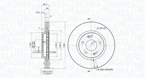 Bremsscheibe Vorderachse MAGNETI MARELLI 360406087900 Bild Bremsscheibe Vorderachse MAGNETI MARELLI 360406087900