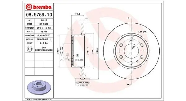 Bremsscheibe Hinterachse MAGNETI MARELLI 360406093400