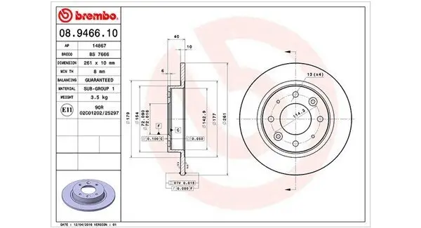Bremsscheibe Hinterachse MAGNETI MARELLI 360406095200
