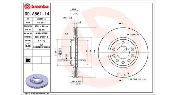 Bremsscheibe Vorderachse MAGNETI MARELLI 360406103200