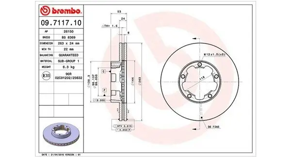 Bremsscheibe MAGNETI MARELLI 360406105800