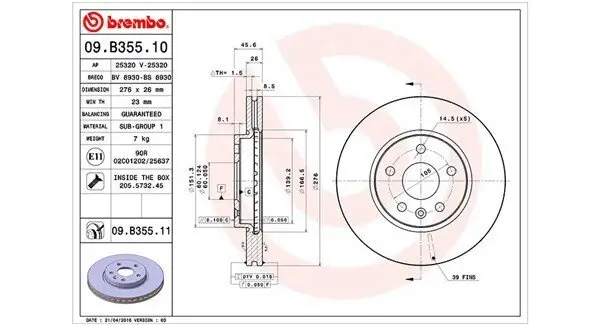 Bremsscheibe Vorderachse MAGNETI MARELLI 360406108000