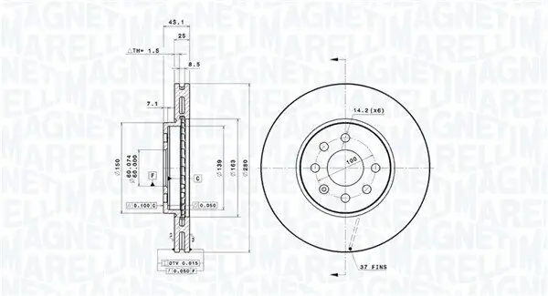 Bremsscheibe MAGNETI MARELLI 360406108100