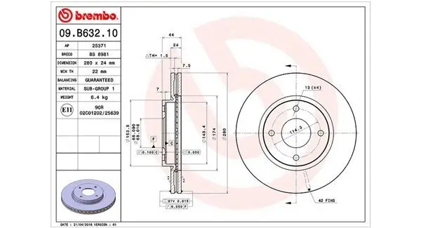 Bremsscheibe Vorderachse MAGNETI MARELLI 360406119300