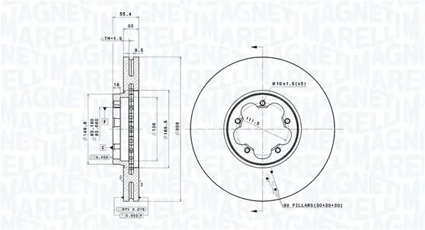 Bremsscheibe Vorderachse MAGNETI MARELLI 360406183500