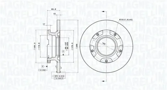 Bremsscheibe Hinterachse MAGNETI MARELLI 360406184400 Bild Bremsscheibe Hinterachse MAGNETI MARELLI 360406184400