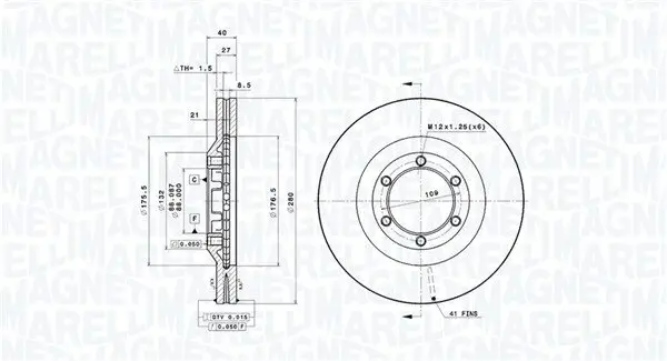 Bremsscheibe Vorderachse MAGNETI MARELLI 360406186600