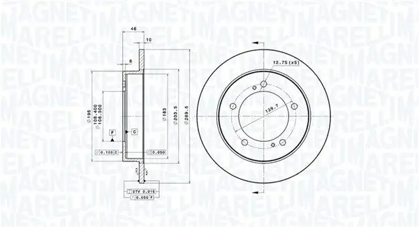 Bremsscheibe MAGNETI MARELLI 360406187700