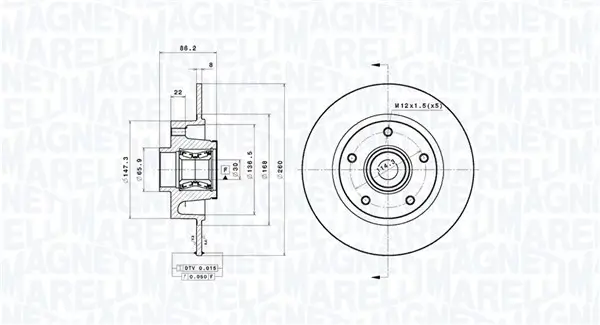 Bremsscheibe MAGNETI MARELLI 360406212500