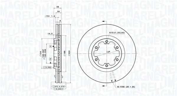 Bremsscheibe Vorderachse MAGNETI MARELLI 360406220900