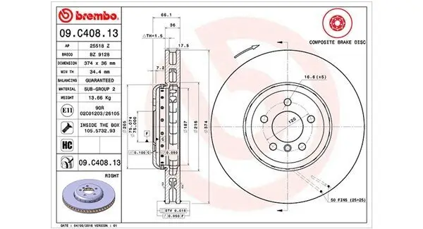 Bremsscheibe MAGNETI MARELLI 360406131204