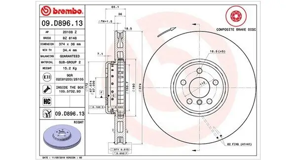 Bremsscheibe Vorderachse MAGNETI MARELLI 360406134004