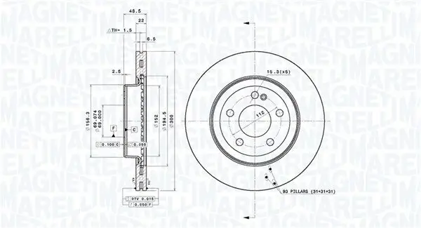 Bremsscheibe MAGNETI MARELLI 360406181504