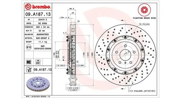 Bremsscheibe Vorderachse MAGNETI MARELLI 360406129203