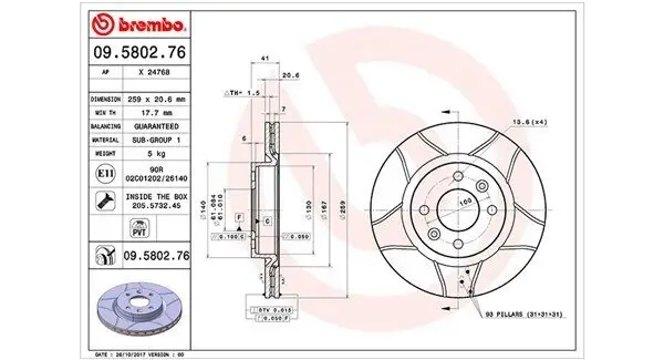 Bremsscheibe Vorderachse MAGNETI MARELLI 360406043105