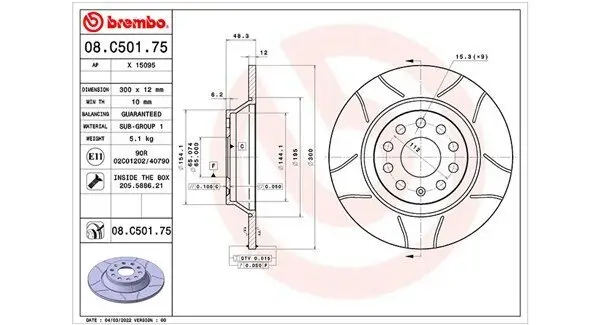 Bremsscheibe Hinterachse MAGNETI MARELLI 360406175605