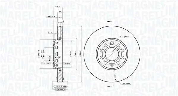 Bremsscheibe MAGNETI MARELLI 360406001301