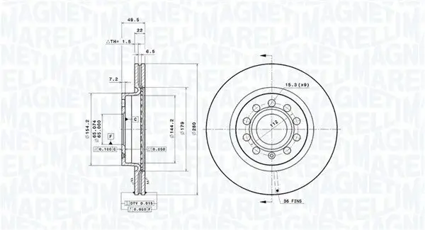 Bremsscheibe MAGNETI MARELLI 360406002001