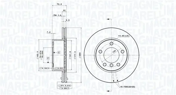 Bremsscheibe Vorderachse MAGNETI MARELLI 360406004601