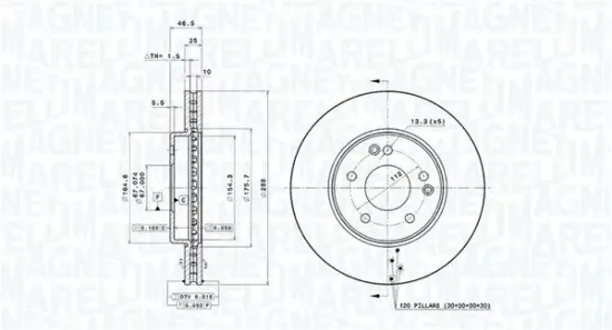 Bremsscheibe Vorderachse MAGNETI MARELLI 360406006901 Bild Bremsscheibe Vorderachse MAGNETI MARELLI 360406006901