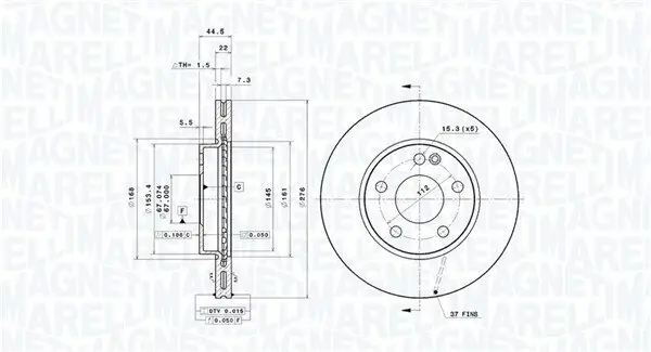 Bremsscheibe Vorderachse MAGNETI MARELLI 360406007201