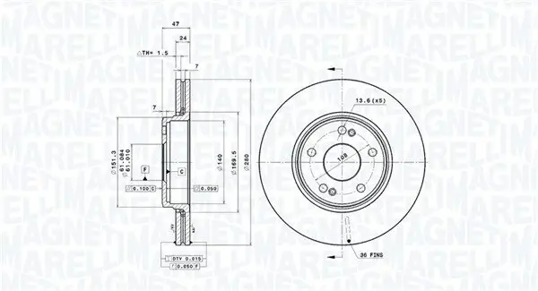 Bremsscheibe MAGNETI MARELLI 360406008601