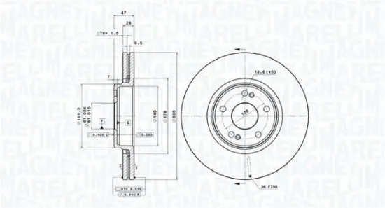 Bremsscheibe Vorderachse MAGNETI MARELLI 360406008701 Bild Bremsscheibe Vorderachse MAGNETI MARELLI 360406008701
