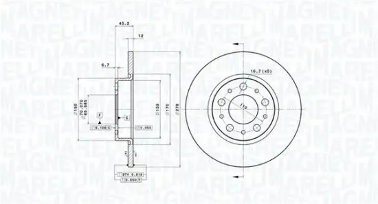 Bremsscheibe Hinterachse MAGNETI MARELLI 360406011201 Bild Bremsscheibe Hinterachse MAGNETI MARELLI 360406011201
