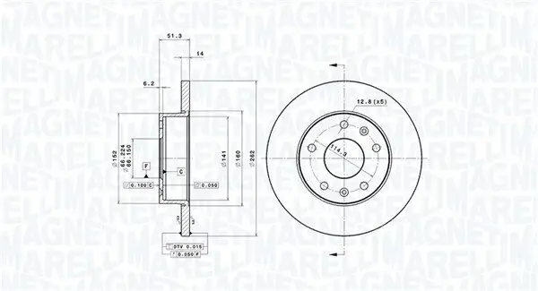 Bremsscheibe Vorderachse MAGNETI MARELLI 360406014801