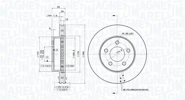 Bremsscheibe Vorderachse MAGNETI MARELLI 360406030001