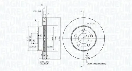 Bremsscheibe Vorderachse MAGNETI MARELLI 360406030001 Bild Bremsscheibe Vorderachse MAGNETI MARELLI 360406030001