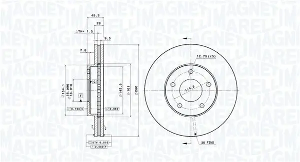 Bremsscheibe MAGNETI MARELLI 360406036801