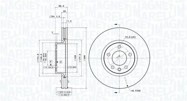 Bremsscheibe Vorderachse MAGNETI MARELLI 360406037701