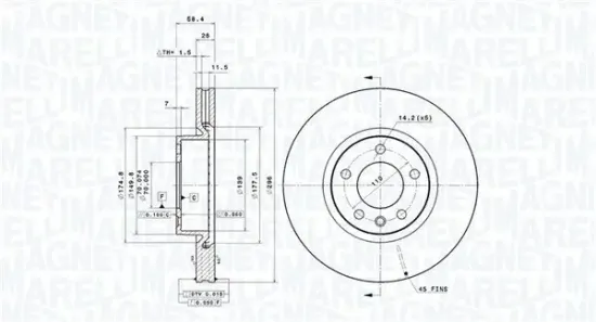 Bremsscheibe Vorderachse MAGNETI MARELLI 360406037701 Bild Bremsscheibe Vorderachse MAGNETI MARELLI 360406037701