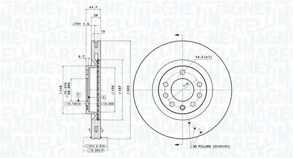 Bremsscheibe Vorderachse MAGNETI MARELLI 360406039901