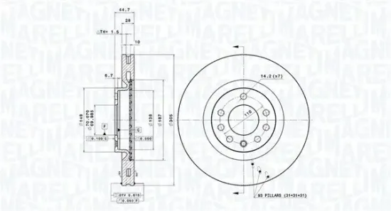 Bremsscheibe Vorderachse MAGNETI MARELLI 360406039901 Bild Bremsscheibe Vorderachse MAGNETI MARELLI 360406039901