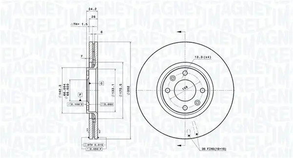 Bremsscheibe MAGNETI MARELLI 360406041701