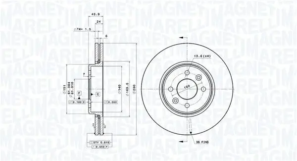 Bremsscheibe MAGNETI MARELLI 360406043901