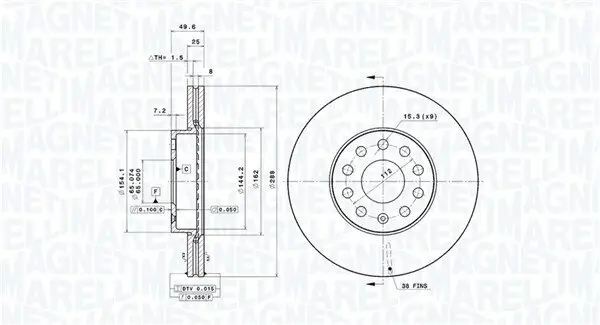 Bremsscheibe MAGNETI MARELLI 360406050501