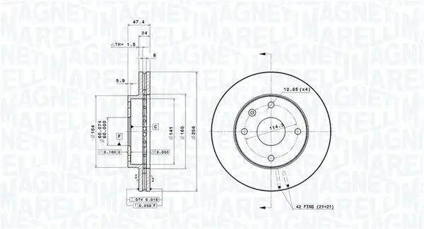 Bremsscheibe MAGNETI MARELLI 360406057001