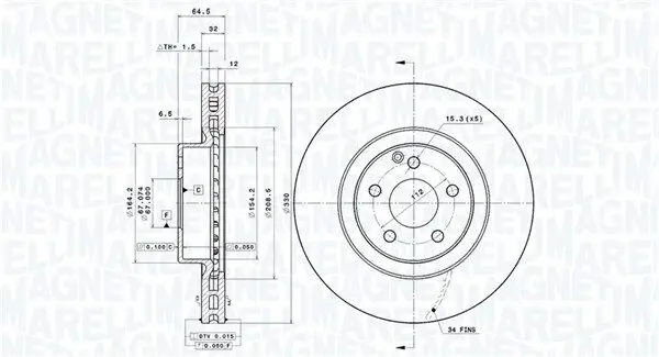 Bremsscheibe Vorderachse MAGNETI MARELLI 360406059101
