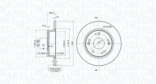 Bremsscheibe Hinterachse MAGNETI MARELLI 360406061801
