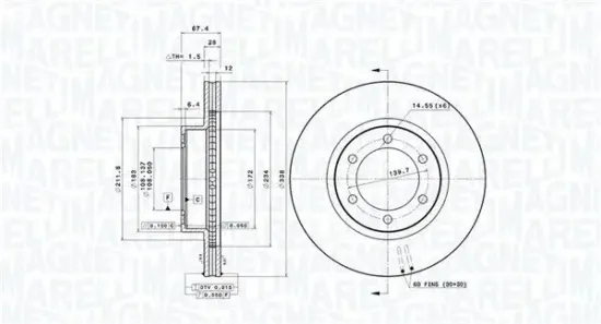 Bremsscheibe Vorderachse MAGNETI MARELLI 360406062801 Bild Bremsscheibe Vorderachse MAGNETI MARELLI 360406062801
