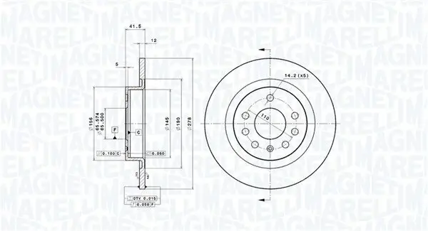 Bremsscheibe Hinterachse MAGNETI MARELLI 360406065801