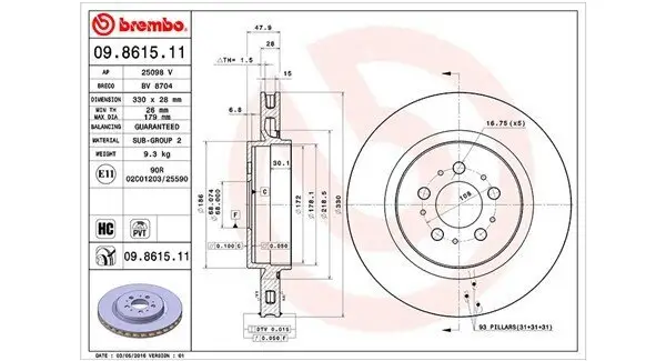 Bremsscheibe Hinterachse MAGNETI MARELLI 360406067400